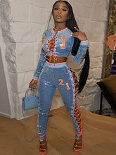 Two Piece Sequin Criss Cross Crop Tops & Pants